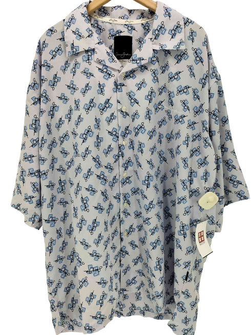 ショーンジョン Sean john 90-00S 総柄 ロゴ刺繍 オープンカラー S/S シャツ メンズ import:XXL