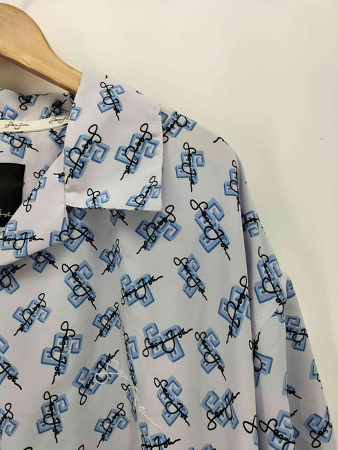 ショーンジョン Sean john 90-00S 総柄 ロゴ刺繍 オープンカラー S/S シャツ メンズ import:XXL