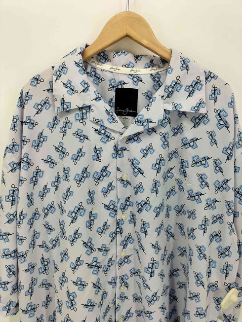 ショーンジョン Sean john 90-00S 総柄 ロゴ刺繍 オープンカラー S/S シャツ メンズ import:XXL