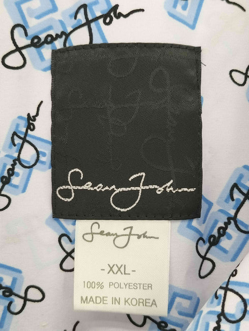 ショーンジョン Sean john 90-00S 総柄 ロゴ刺繍 オープンカラー S/S シャツ メンズ import:XXL