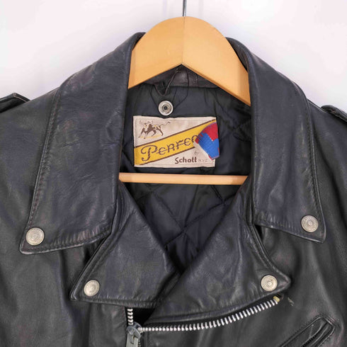 パーフェクトバイショット Perfecto by Schott USA製 牛タグ後期 ROBINジップ 裏地キルティング レザー ダブル ライダースジャケット メンズ US:44