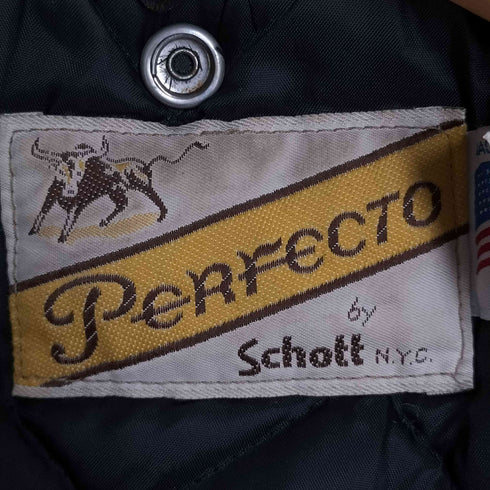 パーフェクトバイショット Perfecto by Schott USA製 牛タグ後期 ROBINジップ 裏地キルティング レザー ダブル ライダースジャケット メンズ US:44