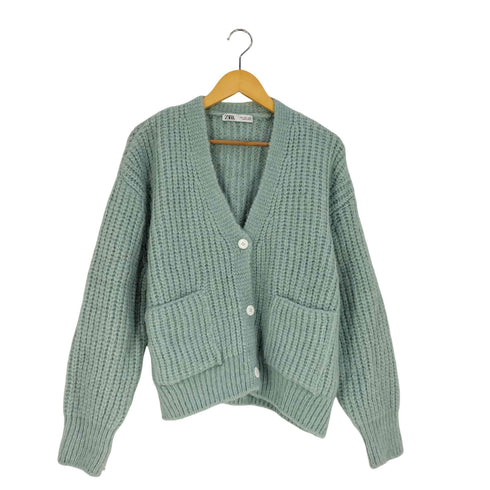 ザラ ZARA アクリルナイロン シャギー ローゲージカーディガン レディース import:L