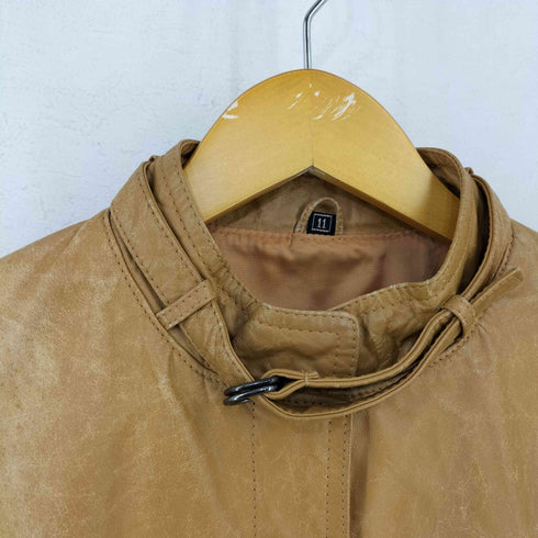 MADE IN KOREA カウレザー シングルライダースジャケット ネックベルト YKK レディース JPN:11号