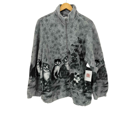 blain 90S アニマルプリント ジップアップ フリースジャケット レディース import:XL