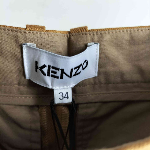 ケンゾー KENZO Cropped High-Waisted Trousers リネンコットン クロップドワイドパンツ レディース 34