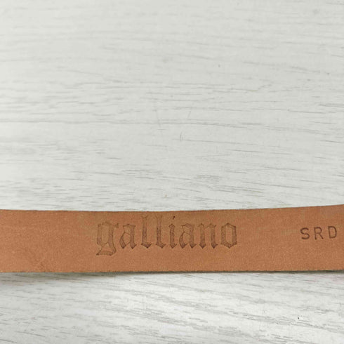 ジョンガリアーノ JOHN GALLIANO ラインストーンロゴレザーベルト メンズ 80