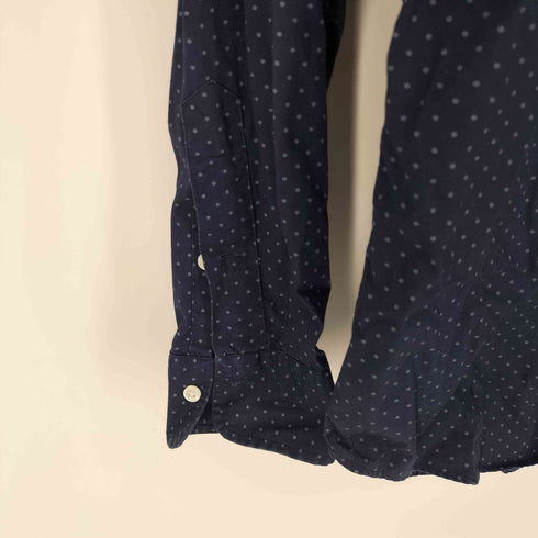 ポロラルフローレン POLO RALPH LAUREN SLIM FIT 現行タグ レギュラーカラー ドット インディゴ コットンシャツ メンズ import:M