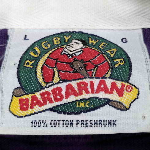 バーバリアン BARBARIAN 90s MADE IN CANADA コットンボーダーL/Sポロシャツ メンズ JPN:L