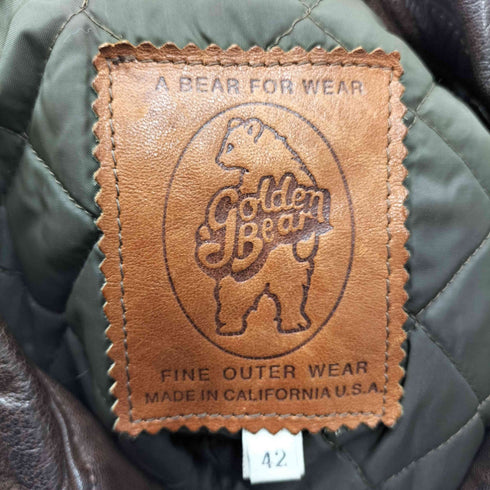 ゴールデンベアー Golden bear 80-90S MADE IN USA 革タグ A2 TYPE LEATHER JKT メンズ 42