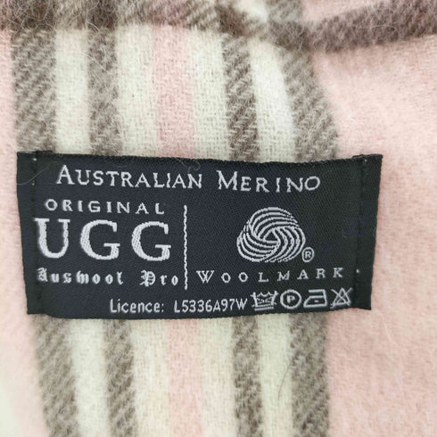 アグ UGG チェック柄 フリンジウールマフラー レディース