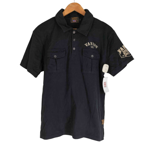 バンソン VANSON スカル ドクロ バック刺繍 ダブルポケット S/S シャツ メンズ import:L