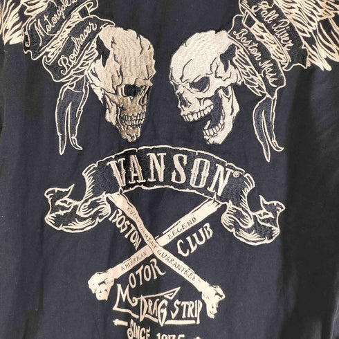 バンソン VANSON スカル ドクロ バック刺繍 ダブルポケット S/S シャツ メンズ import:L
