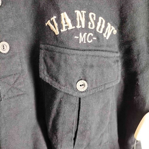 バンソン VANSON スカル ドクロ バック刺繍 ダブルポケット S/S シャツ メンズ import:L