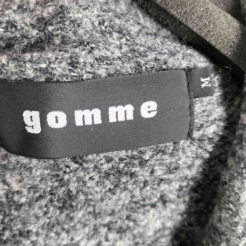 ゴム gomme アシンメトリーフリンジ ノーカラーロングカーディガン レディース M
