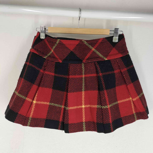 バーバリーブルーレーベル BURBERRY BLUE LABEL ロゴ刺繍 ノバチェック ベルテッド ウールミ二巻きスカート レディース 38