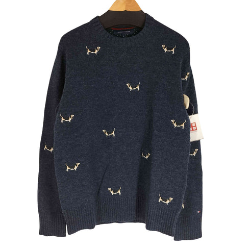 トミーヒルフィガー TOMMY HILFIGER ウール100 アニマル刺繍 ニット セーター レディース import:M