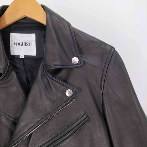 ヴォーギッシュ VOGUISH カウレザー サイドベルト ダブル ライダース ジャケット メンズ import:M