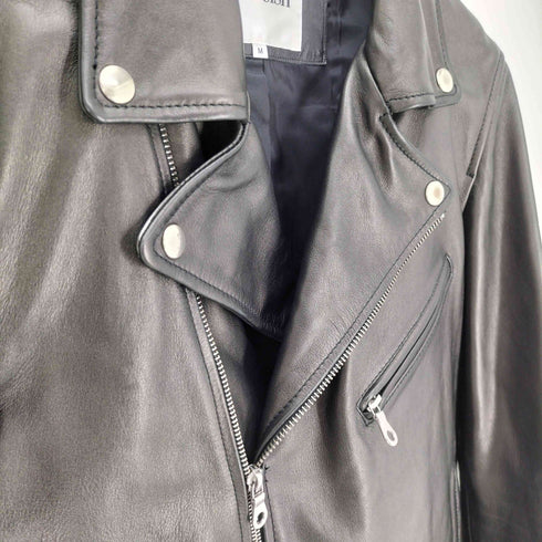 ヴォーギッシュ VOGUISH カウレザー サイドベルト ダブル ライダース ジャケット メンズ import:M