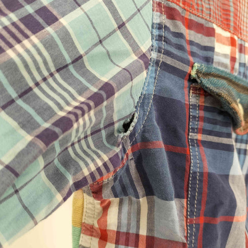 デニムアンドサプライ ラルフローレン DENIM & SUPPLY RALPH LAUREN クレイジーパターン チェック ネイティブ 総柄 デニム 切替 L/S シャツ メンズ import:S