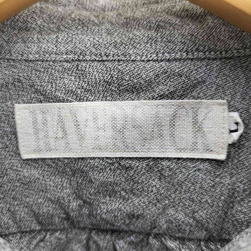 ハバーサック HAVERSACK アシンメトリー ガチャポケ チンストラップ ショールカラー コットン シャンブレー シャツ メンズ JPN:L