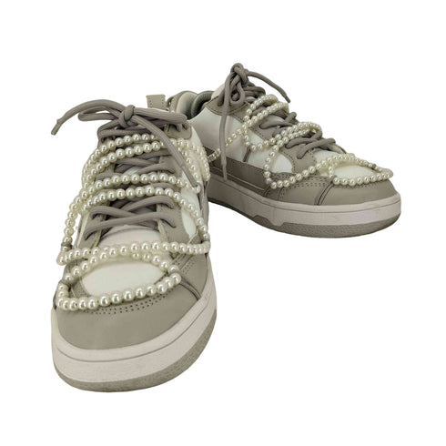 エイソス asos Daze multi lace skater trainers with faux pearls レディース UK:4