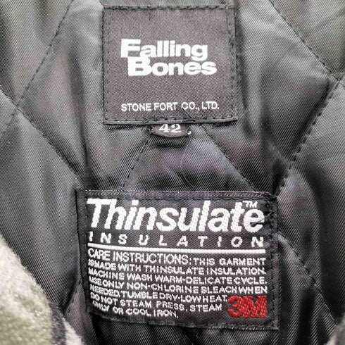 FALLING BONES ノルディック 裏地キルティング 胡桃ボタン ウールシャツ ジャケット メンズ JPN:42