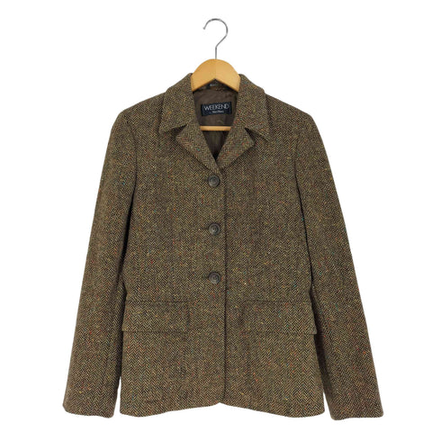 ウィークエンドマックスマーラ Weekend Max Mara イタリア製 ヘリンボーン ツイード 3B ウール テーラードジャケット レディース J:40