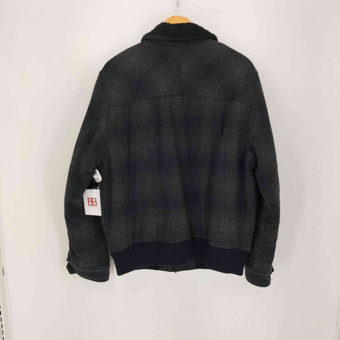 KENNETH COLE REACTION 襟ボア シャドーチェックポリウールジャケット メンズ import:L