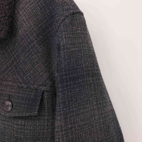 KENNETH COLE REACTION 襟ボア シャドーチェックポリウールジャケット メンズ import:L