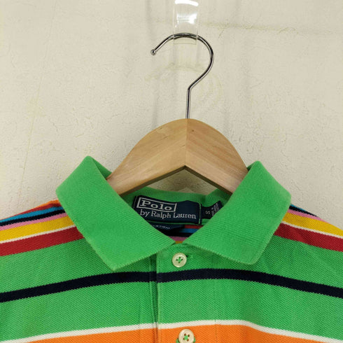 ポロバイラルフローレン Polo by RALPH LAUREN CUSTOM FIT ポニー刺繍 マルチボーダー 鹿の子ポロシャツ メンズ import:S