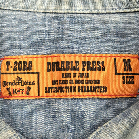 テンダーロイン TENDERLOIN 初期タグ DURABLE PRESS ロゴ刺繍デザインワークシャツ メンズ JPN:M
