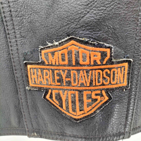 ハーレーダビッドソン HARLEY-DAVIDSON 80S SCREAMIN EAGLE レースアップ レザーベスト ブランドロゴ ワッペン 白タグ バーアンドシールド メンズ