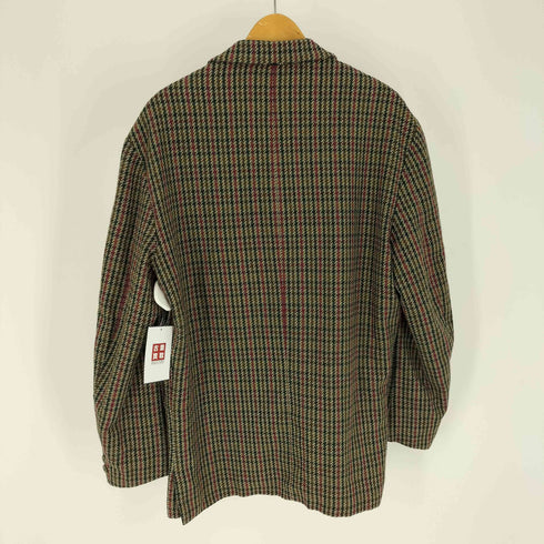 90S OXON イタリア製 カシミヤ混 千鳥格子 チェック ウール 2B テーラードジャケット メンズ EUR:48