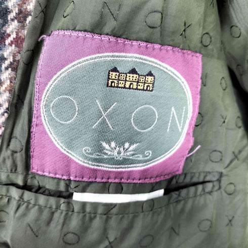 90S OXON イタリア製 カシミヤ混 千鳥格子 チェック ウール 2B テーラードジャケット メンズ EUR:48