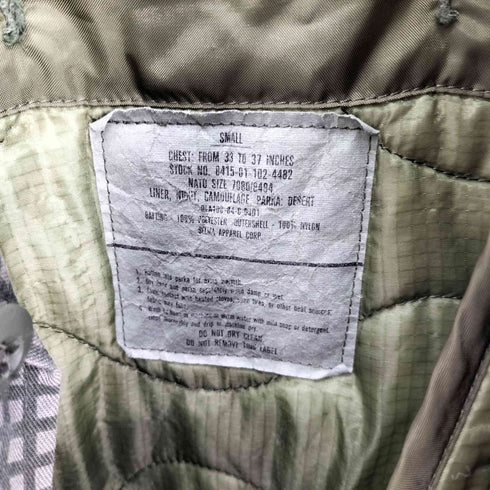 ユーエスアーミー U.S. ARMY 80S NIGHT CAMOFLAGE DESERT ナイト カモフラージュ デザート パーカー コットン ナイロン キルティングライナー付き 1984年製 モッズコート 1981年製 メンズ import:S