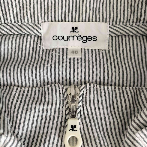 クレージュ courreges ロゴ刺繍 ストライプ柄ジップアップジャケット レディース FR:40