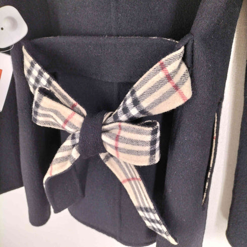 バーバリーロンドン BURBERRY LONDON 裏地ノバチェック ベルト付き カシミヤ混 比翼ステンカラーコート ハーフコート レディース EUR:38