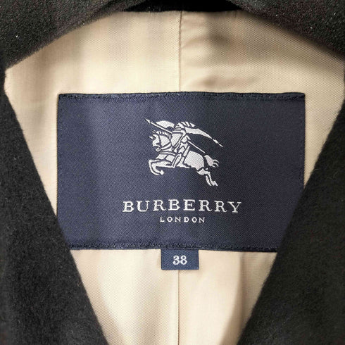バーバリーロンドン BURBERRY LONDON 裏地ノバチェック ベルト付き カシミヤ混 比翼ステンカラーコート ハーフコート レディース EUR:38
