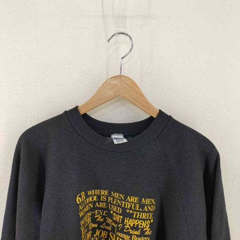 ヘルスニット Healthknit USA製 メッセージプリント 両面 クルーネックスウェット メンズ import:XL