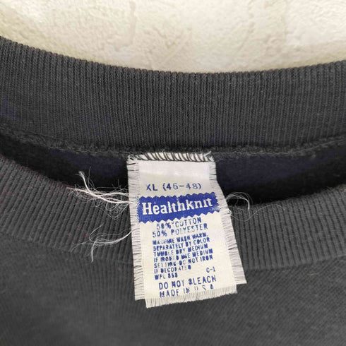 ヘルスニット Healthknit USA製 メッセージプリント 両面 クルーネックスウェット メンズ import:XL