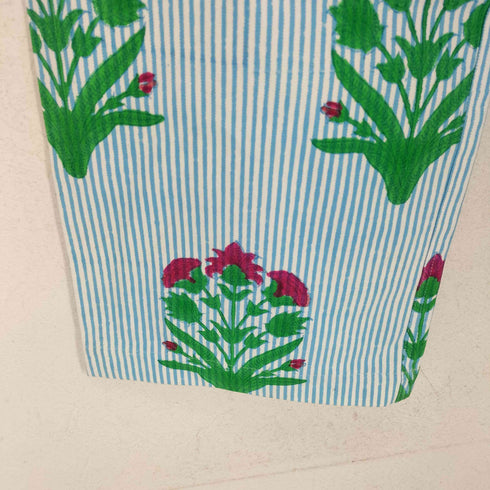 ロンハーマン Ron Herman ×sz blockprints ストライプ柄フラワーイラストワイドパンツ レディース JPN:S