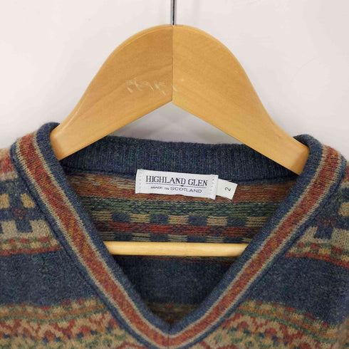 HIGHLAND GLEN 総柄 Vネックニット メンズ 2