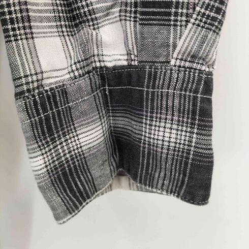ペリーエリス PERRY ELLIS 90S 100%リネン チェックレギュラーカラーシャツ 好配色 メンズ import:L