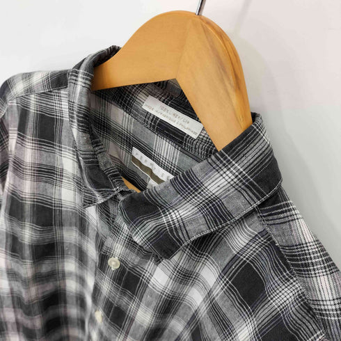 ペリーエリス PERRY ELLIS 90S 100%リネン チェックレギュラーカラーシャツ 好配色 メンズ import:L
