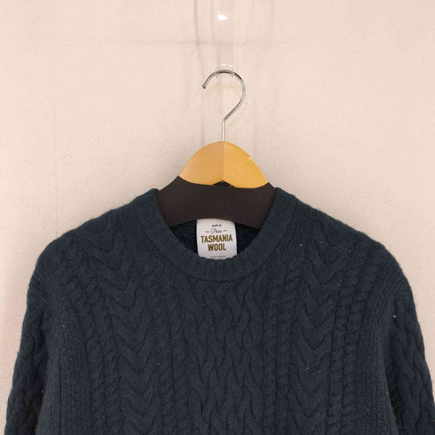 ユナイテッドアローズグリーンレーベルリラクシング UNITED ARROWS green label relaxing TASMANI WOOL ケーブル クルーネックニット メンズ