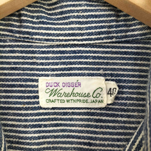 ウエアハウス WAREHOUSE 山ポケ ストライプ オープンカラー ワークシャツ メンズ 40