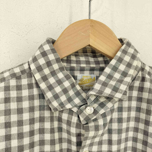 バーンズ アウト フィッターズ BARNS OUT FITTERS コットンリネンギンガムチェック レギュラーカラーシャツ メンズ JPN:2