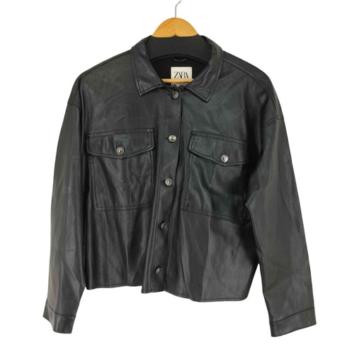 ザラ ZARA Faux leather overshirt レディース US M