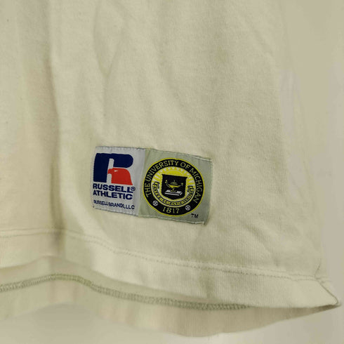 ラッセルアスレチック RUSSELL ATHLETIC UNIVERSITY OF MICHIGAN ミシガン大学 フロッキー カレッジ プリント S/S リンガー Tシャツ メンズ import:L